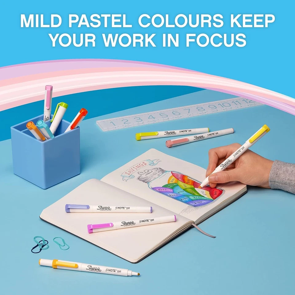 Sharpie S-Note Duo Highlighters Dual Ended Pastel Creative Markers Bullet & - Image 3 of 4