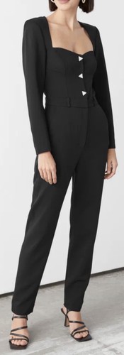 & OTHER STORIES Padded Shoulder Sweetheart Neckline Jumpsuit Retro Classy sz 4