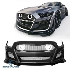 Fits 2015 2016 2017 Ford Mustang GT500 Style Front Bumper Kit with LED Grille