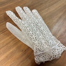 Antique Beige Lace Gloves Handmade Delicate Bridal or Vintage Accessory Japan