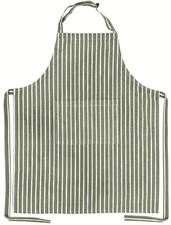 Cotton Pin Stripe Kitchen Apron Pocket 24x33 Inch Green Chef Cooking Bake