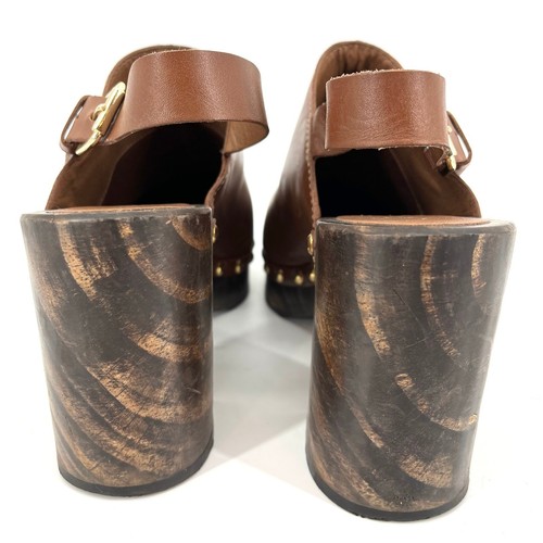 Matisse Liberty Studded Platform Slingback Clogs Brown Leather (9) - Picture 4 of 8