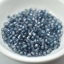 Fire polish 3mm Crystal Heavy Blue Luster, 100 Beads Czech Glass