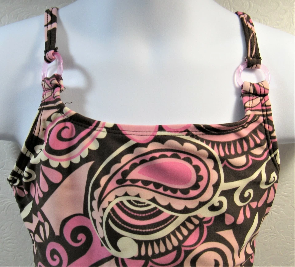 Swimsuit Circo One-Piece Girl's Size XS Paisley Pink & Brown - Image 2 of 4