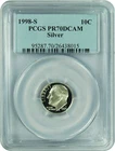 1998-S PCGS PR70DCAM Roosevelt Silver Dime
