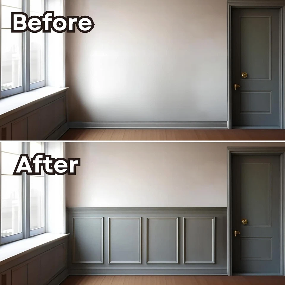 Paneles de revestimiento - Pelar y pegar 4 marcos inferiores (18 piezas) kit de paneles de pared de lujo Foto 2 de 4