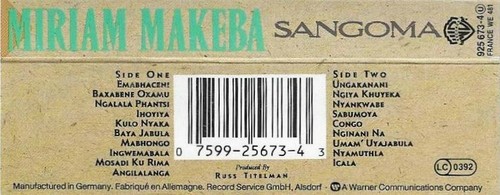 Miriam Makeba Sangoma CASSETTE ALBUM WORLD MUSIC S. AFRICA SOUL - Picture 3 of 12