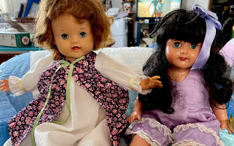 Arranbee Doll 18” Hard Plastic With Cloth Body. Ideal Rubber Doll 17”  2 Dolls