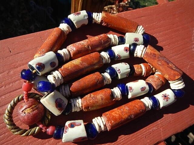 Antique AFRICAN TRADE BEADS MILLEFIORI NECKLACE B… - image 15