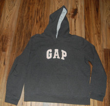 Womens GAP Stretch Hoodie Sweatshirt Gray W Pink Sewn Logo XL NWOT