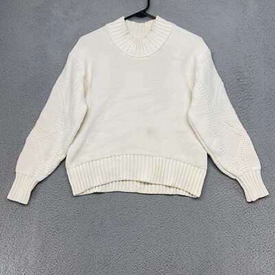 Everlane Sweater Womens Small Boxy Mock Neck Cream Knit Neutral