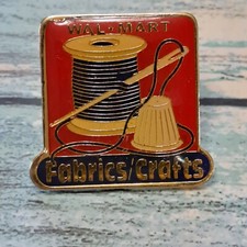 Walmart Employee Pin - Fabrics Crafts Department Thread Needle Thimble