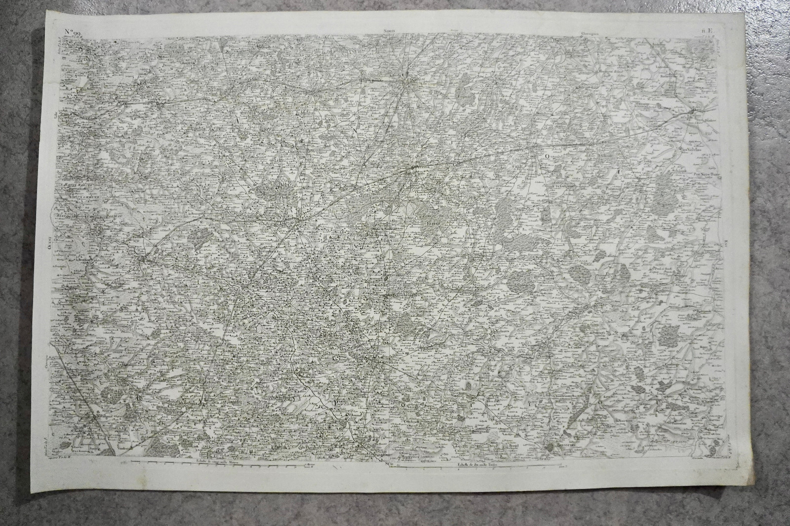 CASSINI CARTE IN PLANO 630mm X 950 mm, 1808, BEAUPREAU BRESSUIRE, n 99, 11E,
