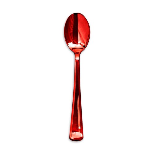 600 PCS Shiny Metallic Red Disposable Plastic Cutlery Set - Spoon Fork Knife - Picture 5 of 17
