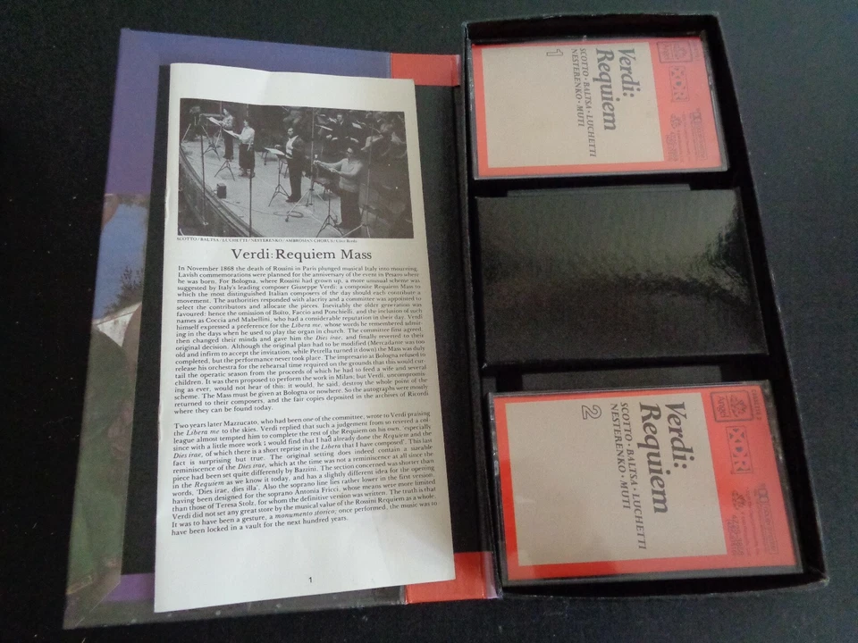 VERDI REQUIEM Riccardo Muti 2 Cassette Music Tape Set + Leaflet 1982 EMI Angel - Image 2 of 3