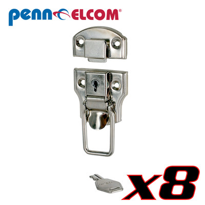 Eight Pack Penn Elcom L0953N Drawbolt Medium Duty Lockable Nickel