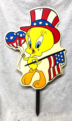 TWEETY BIRD YARD SIGN 4th of July patriotic vintage plastic 1998