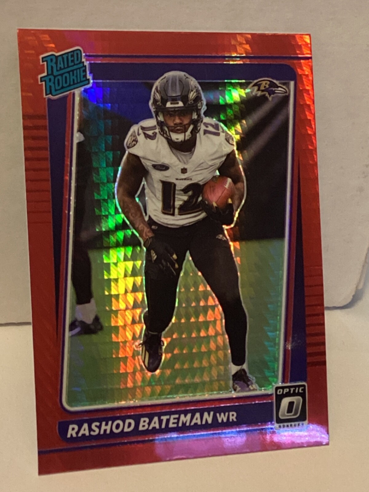 2021 Donruss Optic Red Hyper Prizm #210 Rashod Bateman RC Rookie Ravens