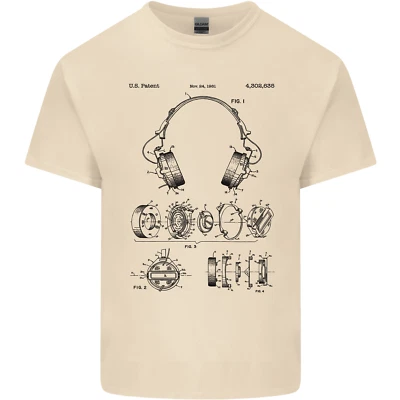 T-Shirt En Coton Pour Homme Avec Design De Brevet D'Casque De Danse Musique DJ - Photo 1/4