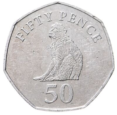 Gibraltar | 50 Pence Coin | Queen Elizabeth II | Barbary Macaque | 2014 - 2016