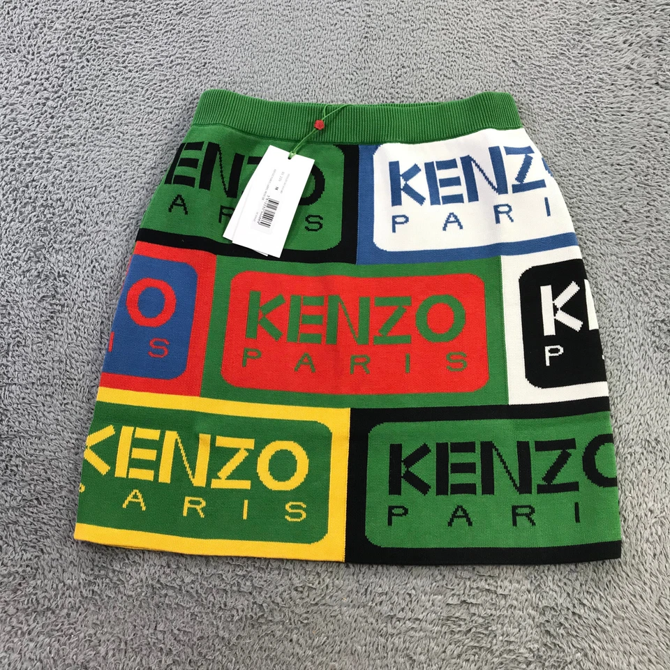 Falda Kenzo Mujer Mediana Tejida Mini Falda Etiqueta Verde Estampado Algodón Foto 2 de 4