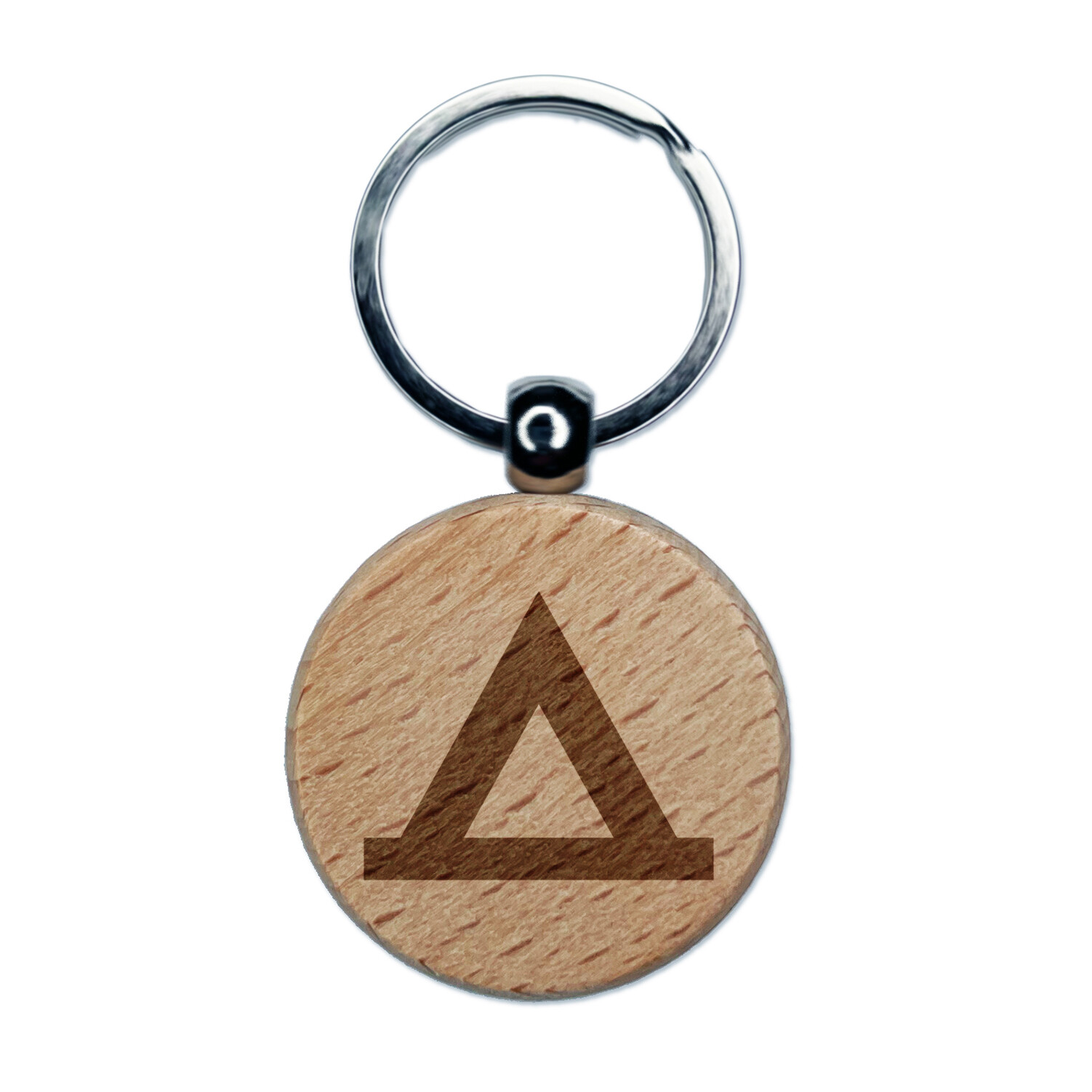 Camping Symbol Engraved Wood Round Keychain Tag Charm
