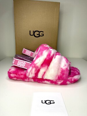  UGG Fluff Yeah Slide Slipper Sandal Marble Pink Sulphur Sz 6 Women 1123636K