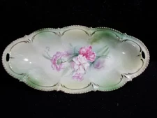 R. S. PRUSSIA  -  Floral Pattern  -  Ruffled Relish Dish