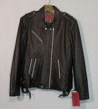 Excelled Collection Women's Xl Black Racer Biker Moto 100% Leather Jacket Nwt