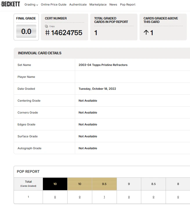 2003 Topps Pristine Gold Refractor Autograph Jason Kapono /99 RC Auto Rookie BGS - Image 3 of 3