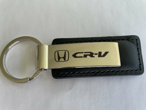 Honda CRV "Nuevo" Cuero Negro ~ Cromo Con Estampado Láser Negro Llavero/Cadena - Imagen 2 de 3