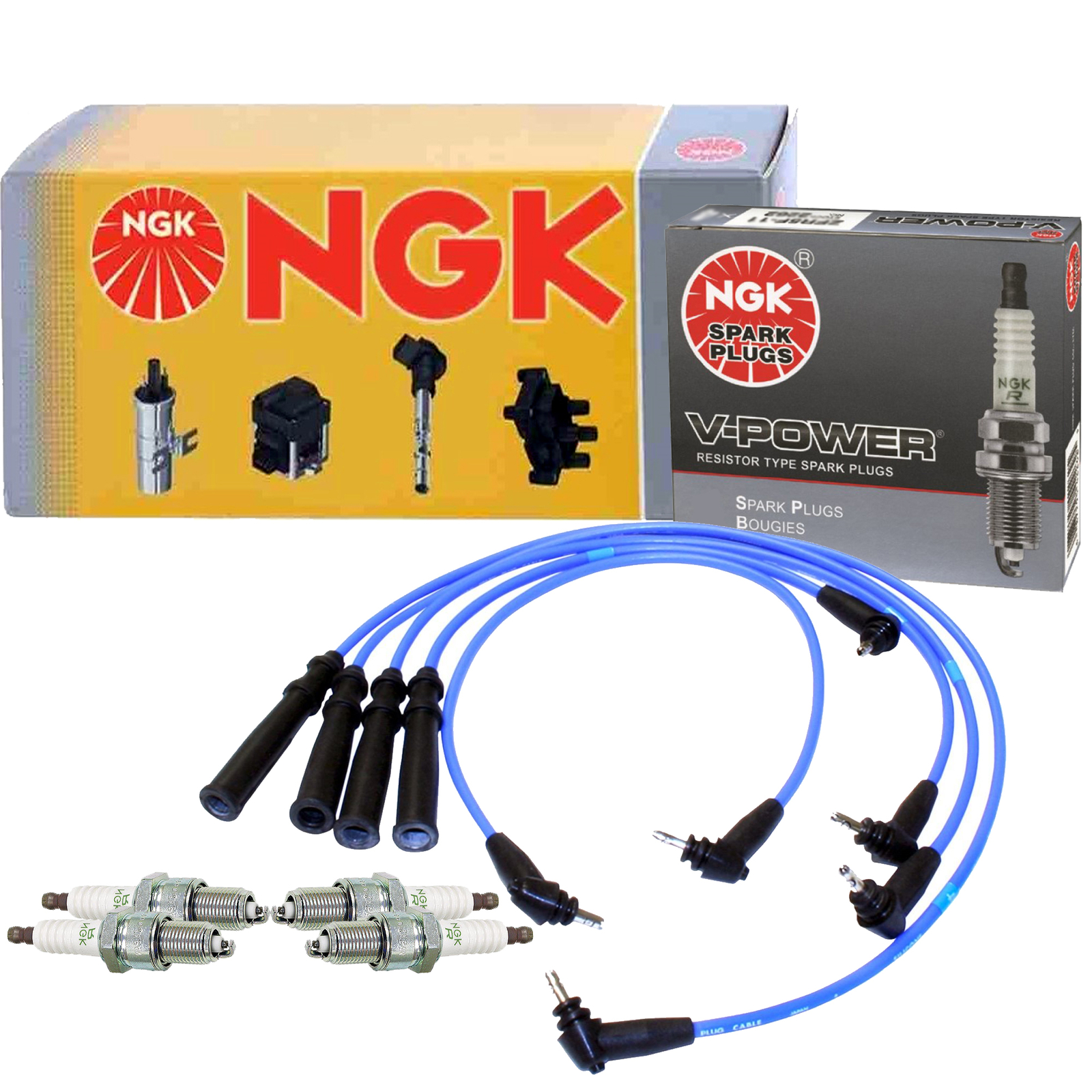 NGK Wire  4 V-Power Spark Plugs Kit For Toyota 4Runner Pickup 22RE 2.4 L4 SOHC