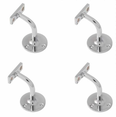 4 Stück - 65 mm Poliert Verchromt Schwerlast Handlauf Halterung c/w Schrauben