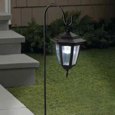 LED Solar Hanging Lantern on Shepherds Hook Stake Outdoor Pathway Garden Decor