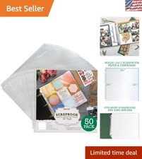 Acid-Free 12x12 Scrapbook Refill Protectors - Heavy-Duty, Super Clear, 50 Pack