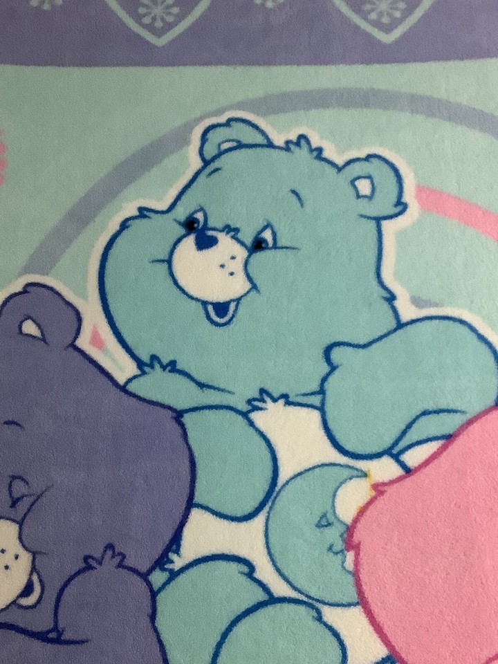 Vintage Care Bears Throw Blanket Northwest Fleece 50”x60” Pink Blue