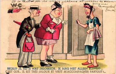 Vintage Postcard- Travel, You see he's a bit jealous 1910 UnPost