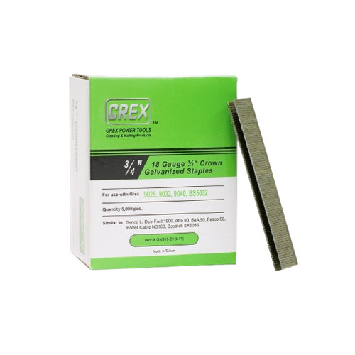 Grex GNS18 18 Gauge Galvanized Staples, 1/4 in. Crown x 3/4 in., 5M GNS18-20 (L11)