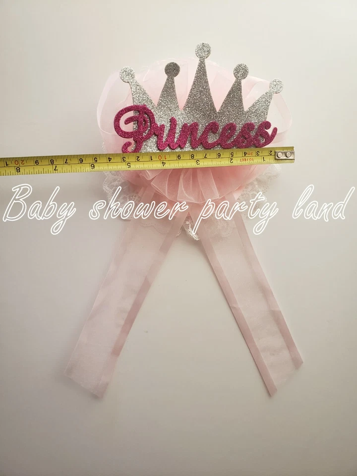 Faja Baby Shower Mom To Be It's a Girl con corona de princesa ramillete cinta rosa Foto 4 de 4