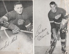 1950s J.D. McCarthy Sid Abel & Gordie Howe Post Cards