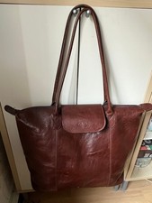 Damen Tasche Shopper xxl Schulter Vintage Braun Echt Leder