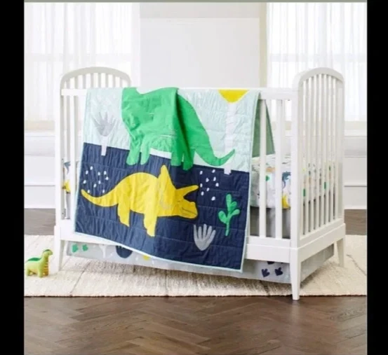 Crate & Barrel Kids Dinosaur Quilted Baby Toddler Crib Blanket Comforter - Image 2 of 4