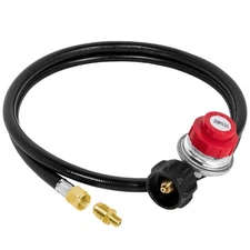 0-20 PSI Adjustable Propane Regulator and Hose with Brass Adapter, 5 Feet Gas...