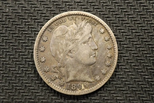 NobleSpirit Desirable 1899 Barber 25c Quarter Choice AU Nice Luster / Toning