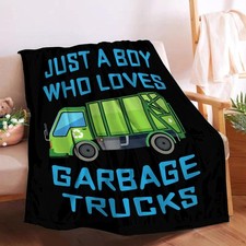 Boy Who Loves Garbage Trucks Blanket Soft Blankets and Throws Flannel Cozy Li...