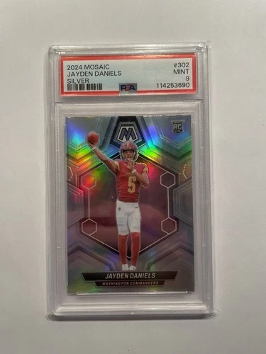 Jayden Daniels -- 2024 Panini Mosaic #302 Silver Prizm Rookie RC -- PSA 9