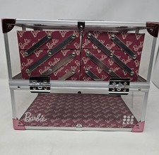 Barbie Pink Clear Caboodles Neat Freak Train Case Cosmetic Case Expanable Shelfs