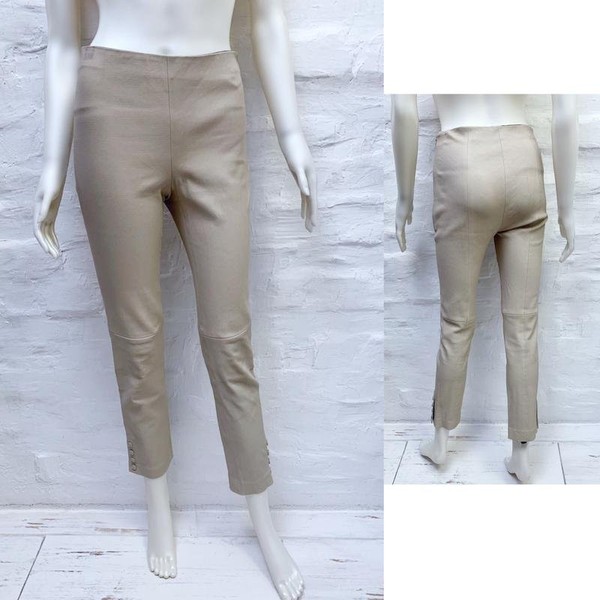 Women Theory Trousers Beige Leather 34 / XS
