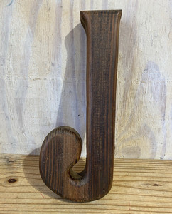 Vintage Chunky Wood Letter "J" Wall Decor 12" Tall
