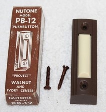 Vintage Nutone PB-12 Brown Walnut Doorbell Pushbutton  New in Box  NOS USA